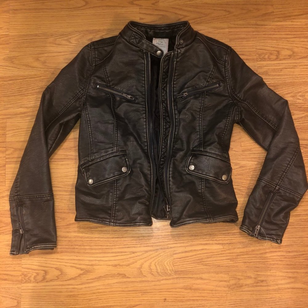Free People Vegan Leather Jacket Sz Small